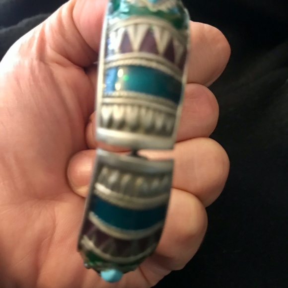 Turquoise Enamelled Bracelet - Picture 2 of 4
